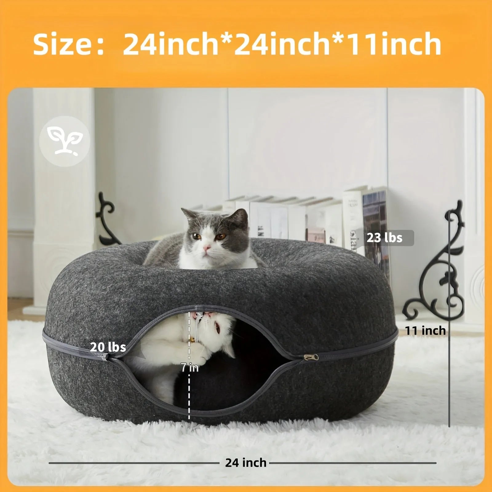 Plush Fabric Cat Bed with Soft Tunnel for Active Play