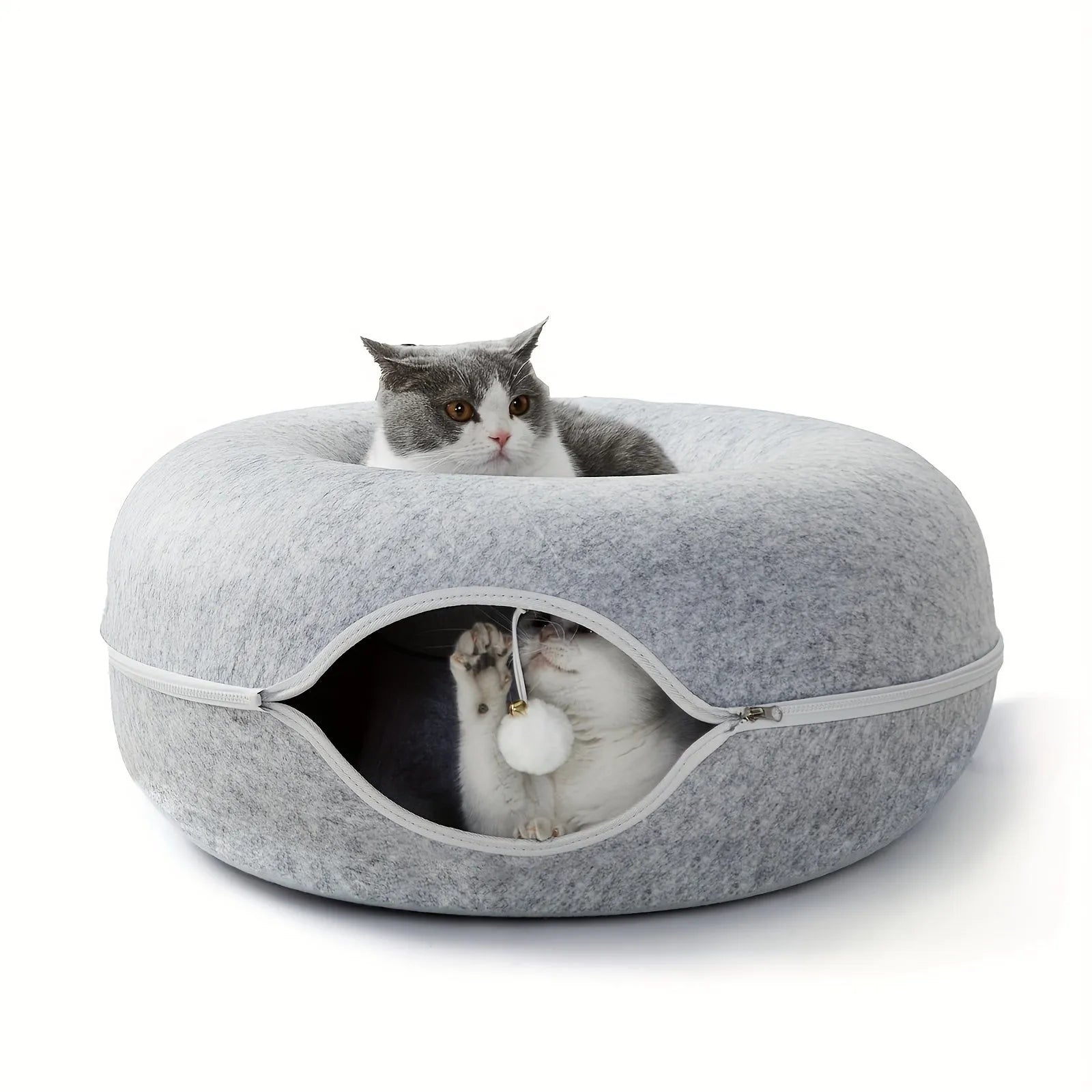 Plush Fabric Cat Bed with Soft Tunnel for Active Play