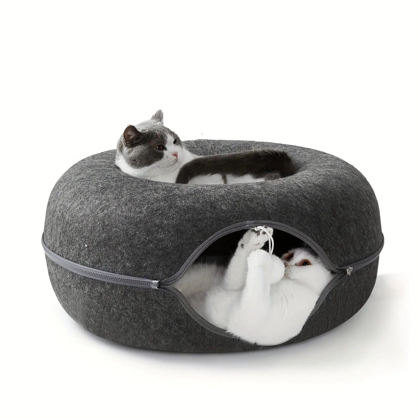 Plush Fabric Cat Bed with Soft Tunnel for Active Play