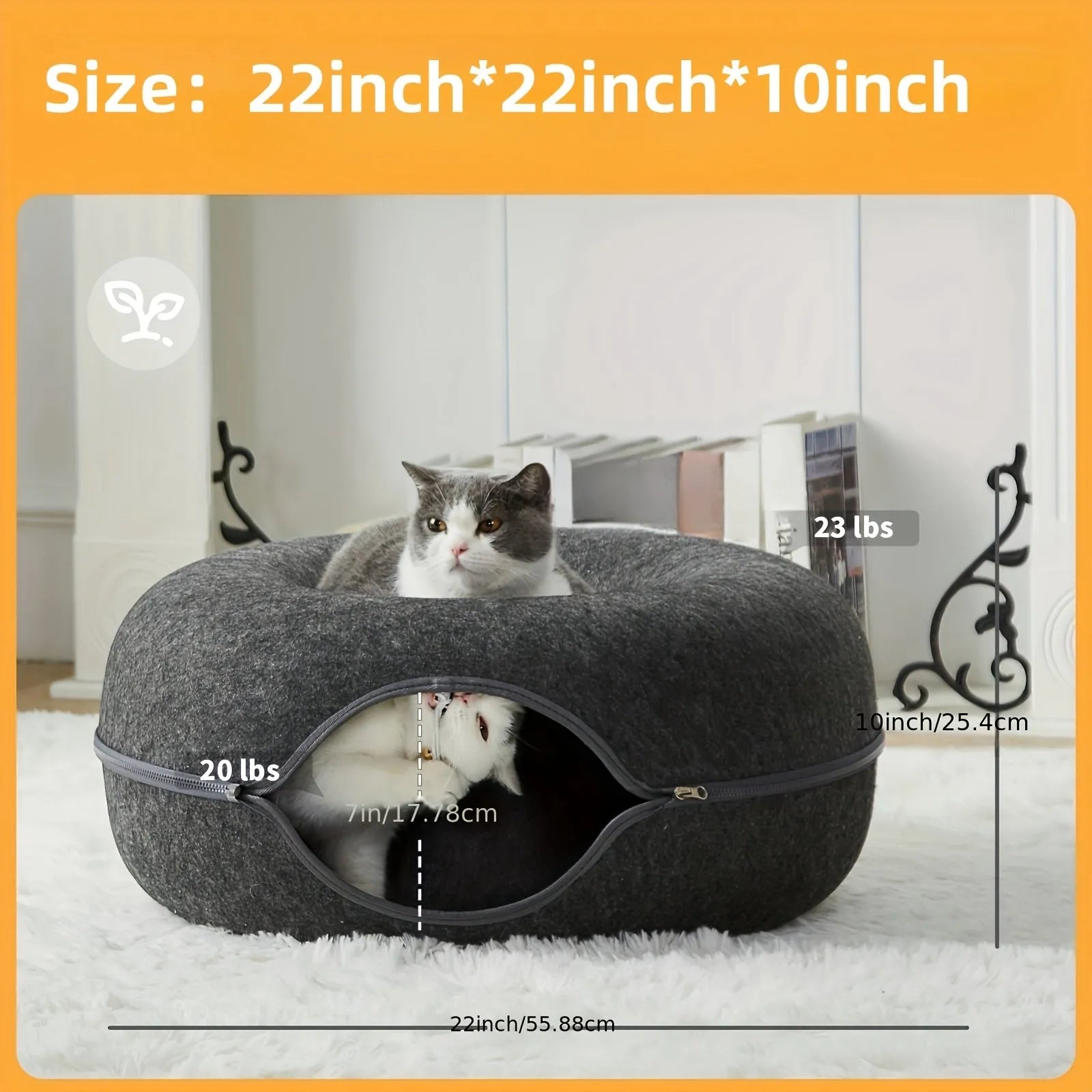 Plush Fabric Cat Bed with Soft Tunnel for Active Play