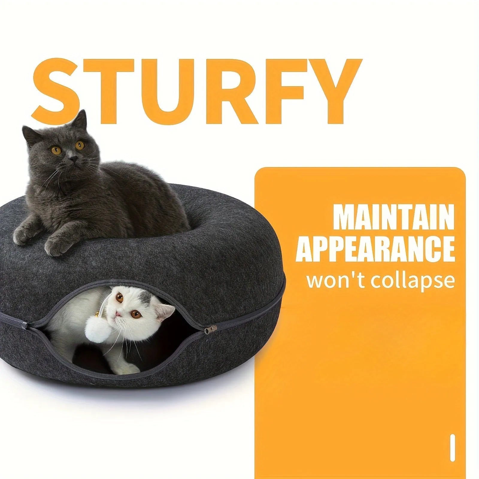 Plush Fabric Cat Bed with Soft Tunnel for Active Play