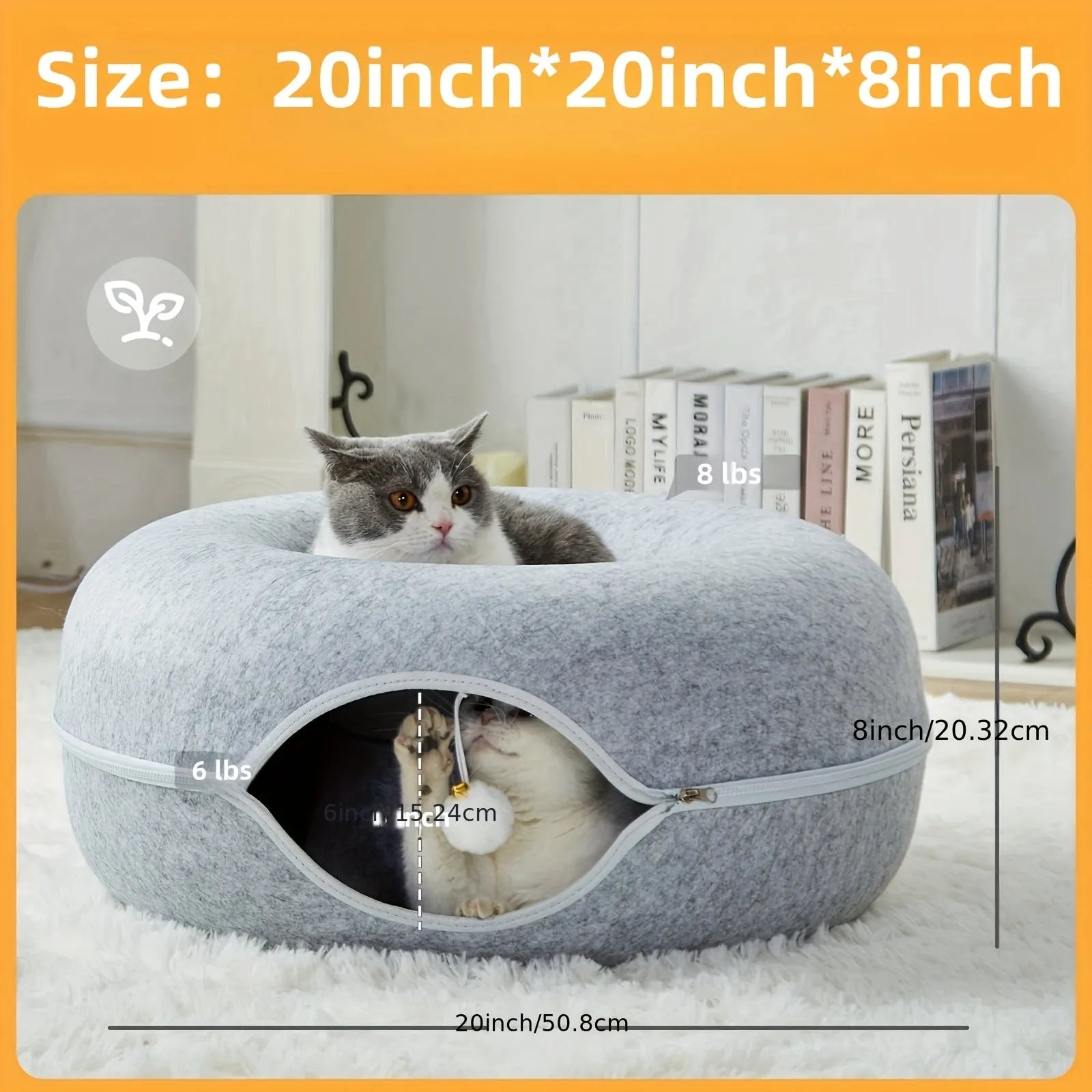 Plush Fabric Cat Bed with Soft Tunnel for Active Play