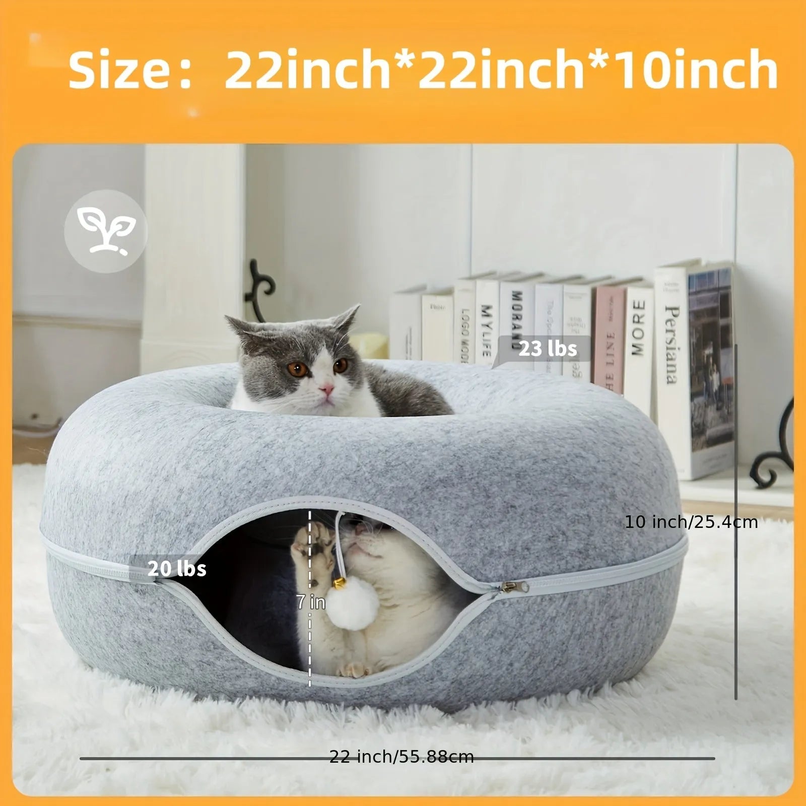 Plush Fabric Cat Bed with Soft Tunnel for Active Play