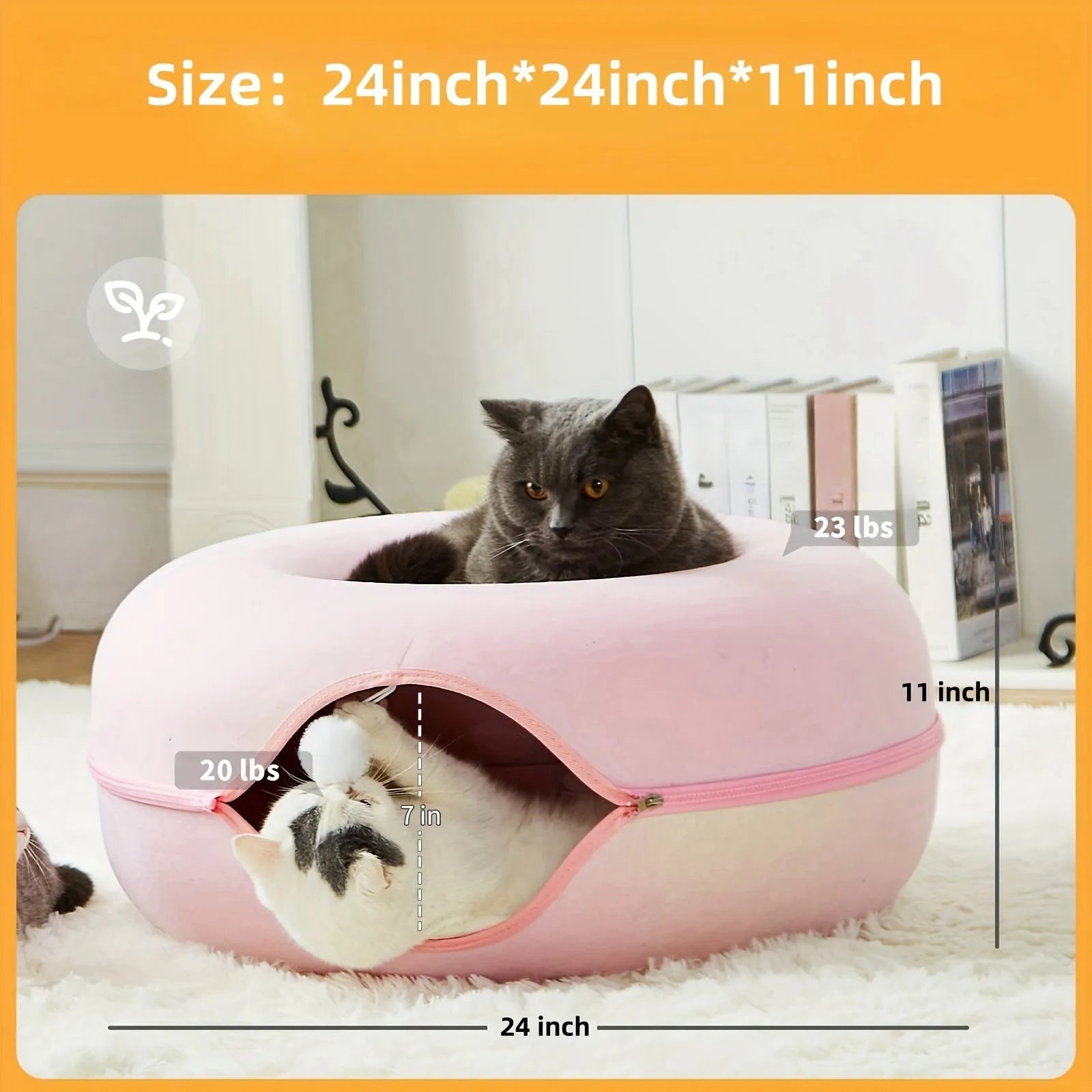 Plush Fabric Cat Bed with Soft Tunnel for Active Play