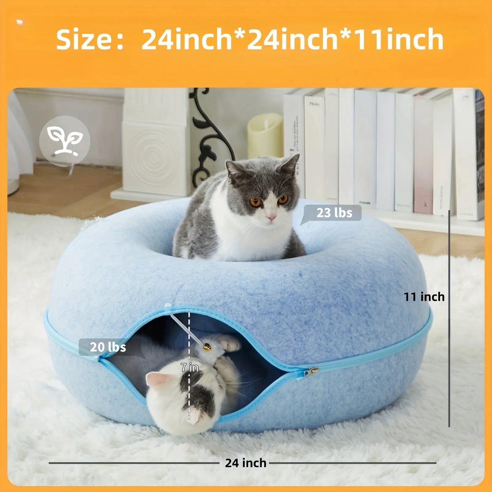 Plush Fabric Cat Bed with Soft Tunnel for Active Play