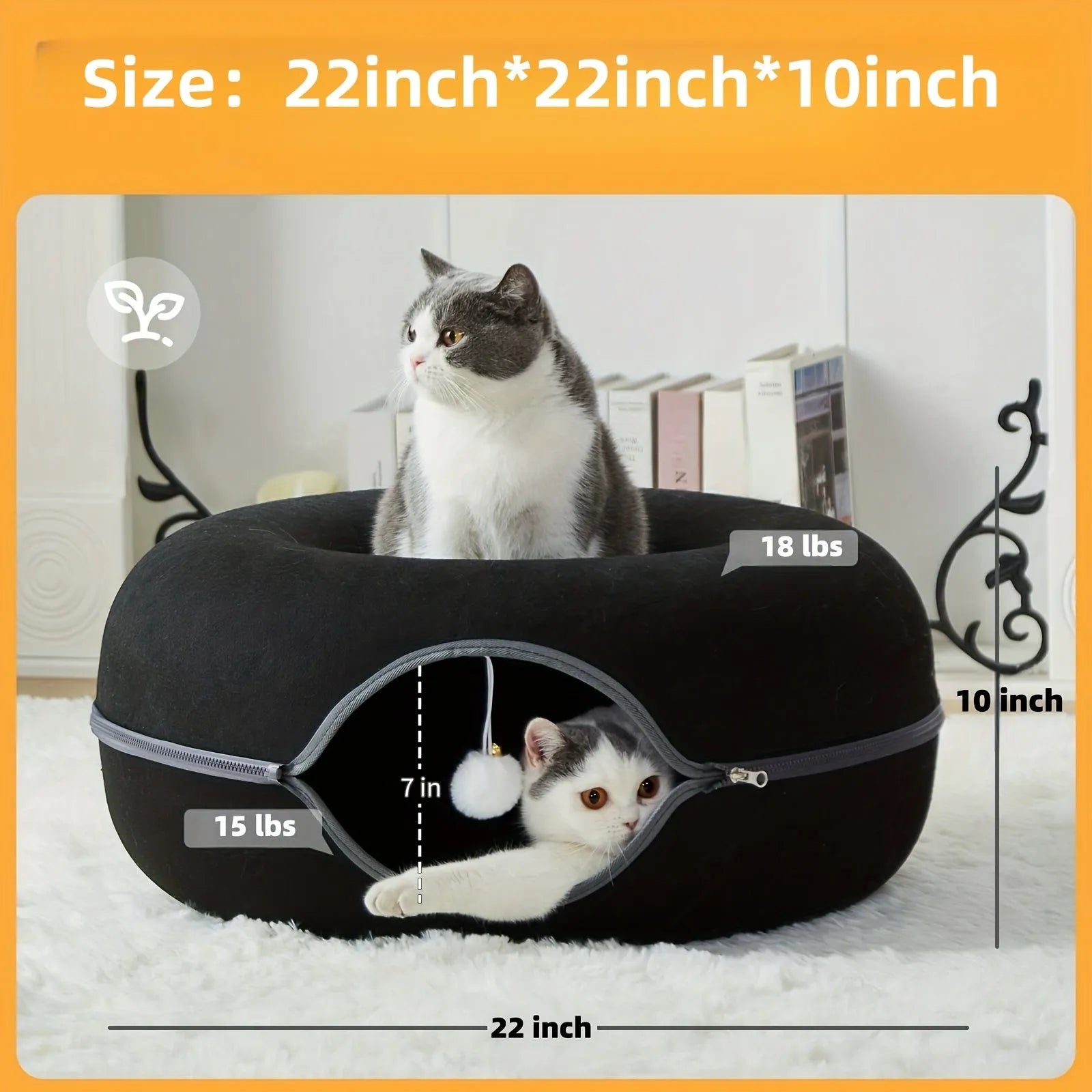 Plush Fabric Cat Bed with Soft Tunnel for Active Play
