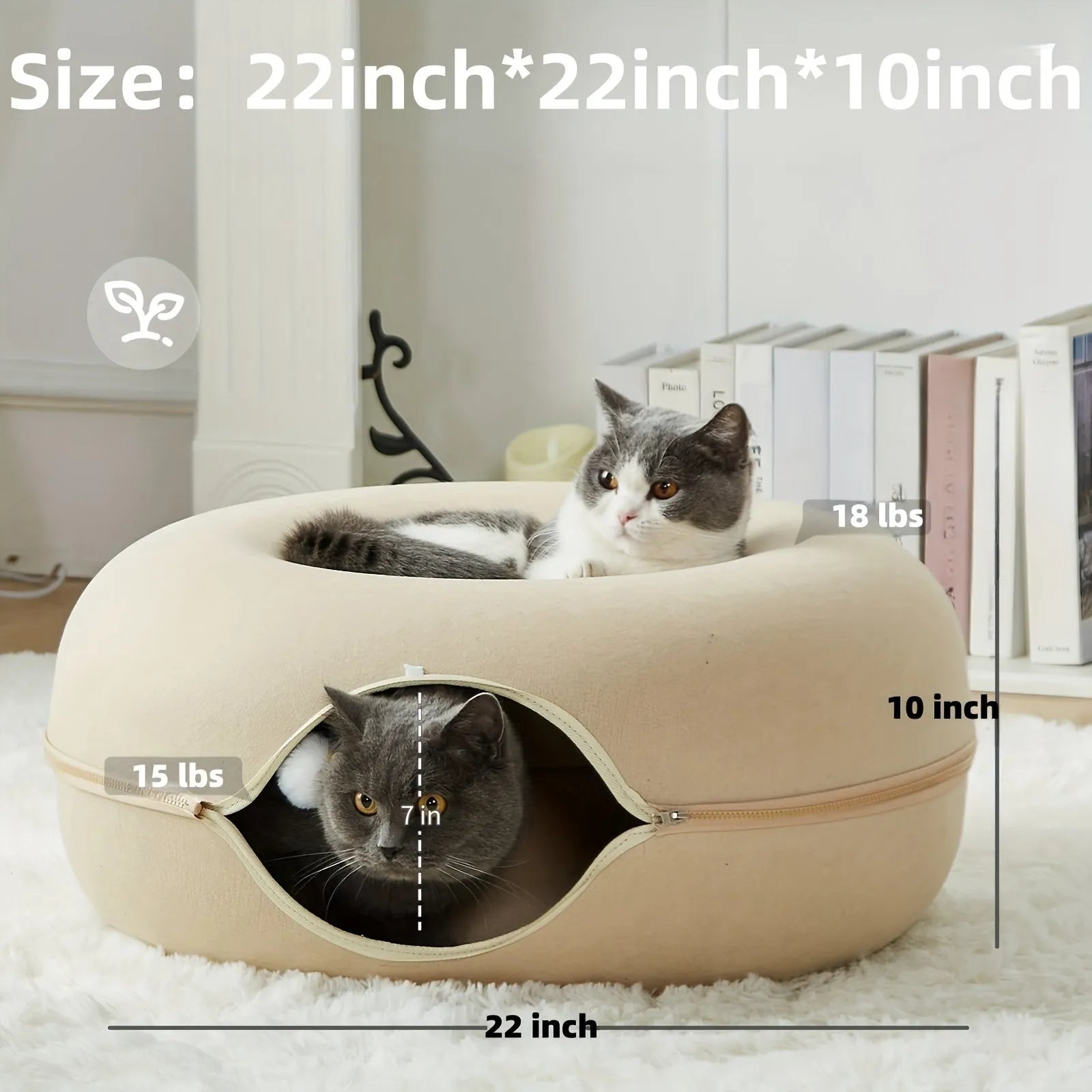 Plush Fabric Cat Bed with Soft Tunnel for Active Play