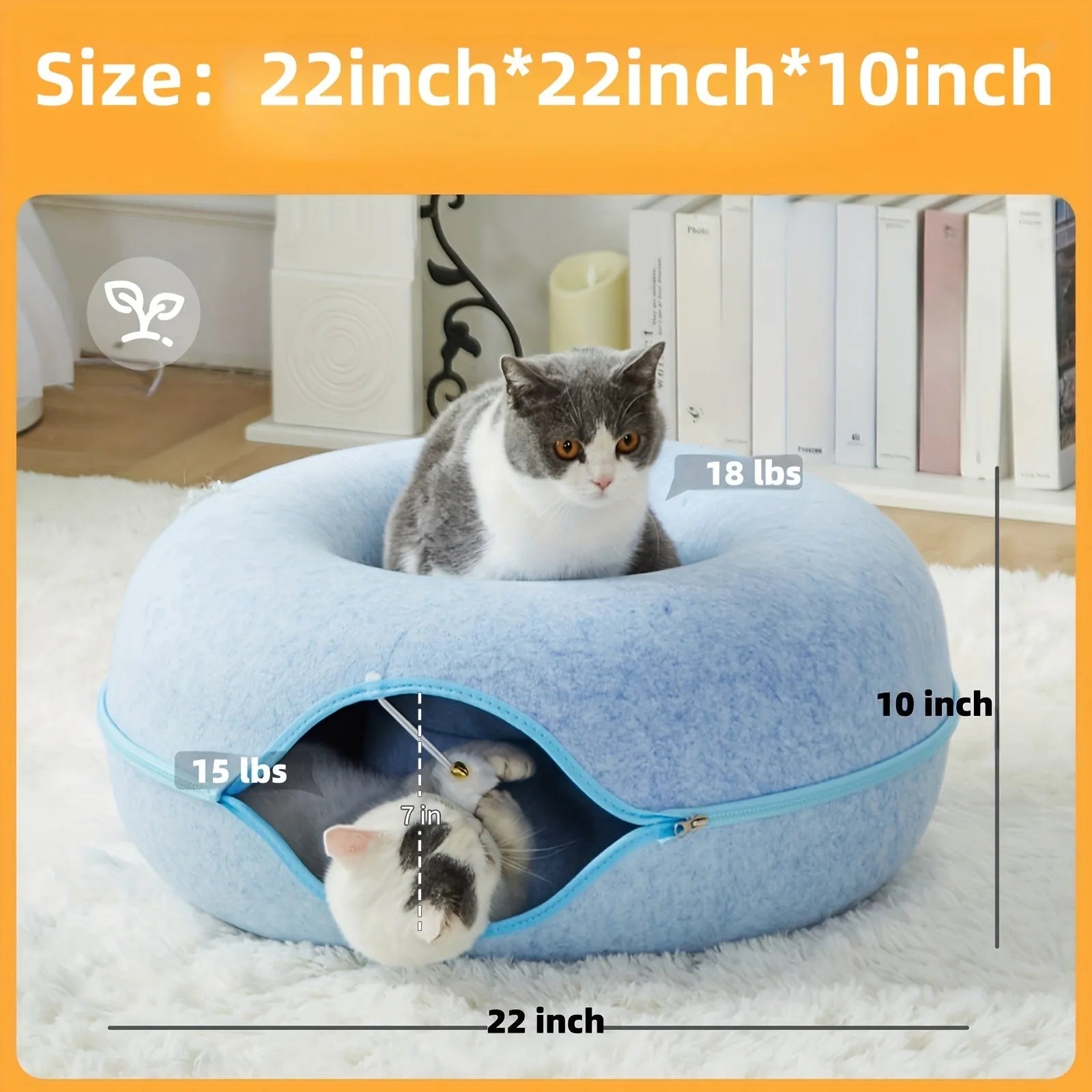 Plush Fabric Cat Bed with Soft Tunnel for Active Play