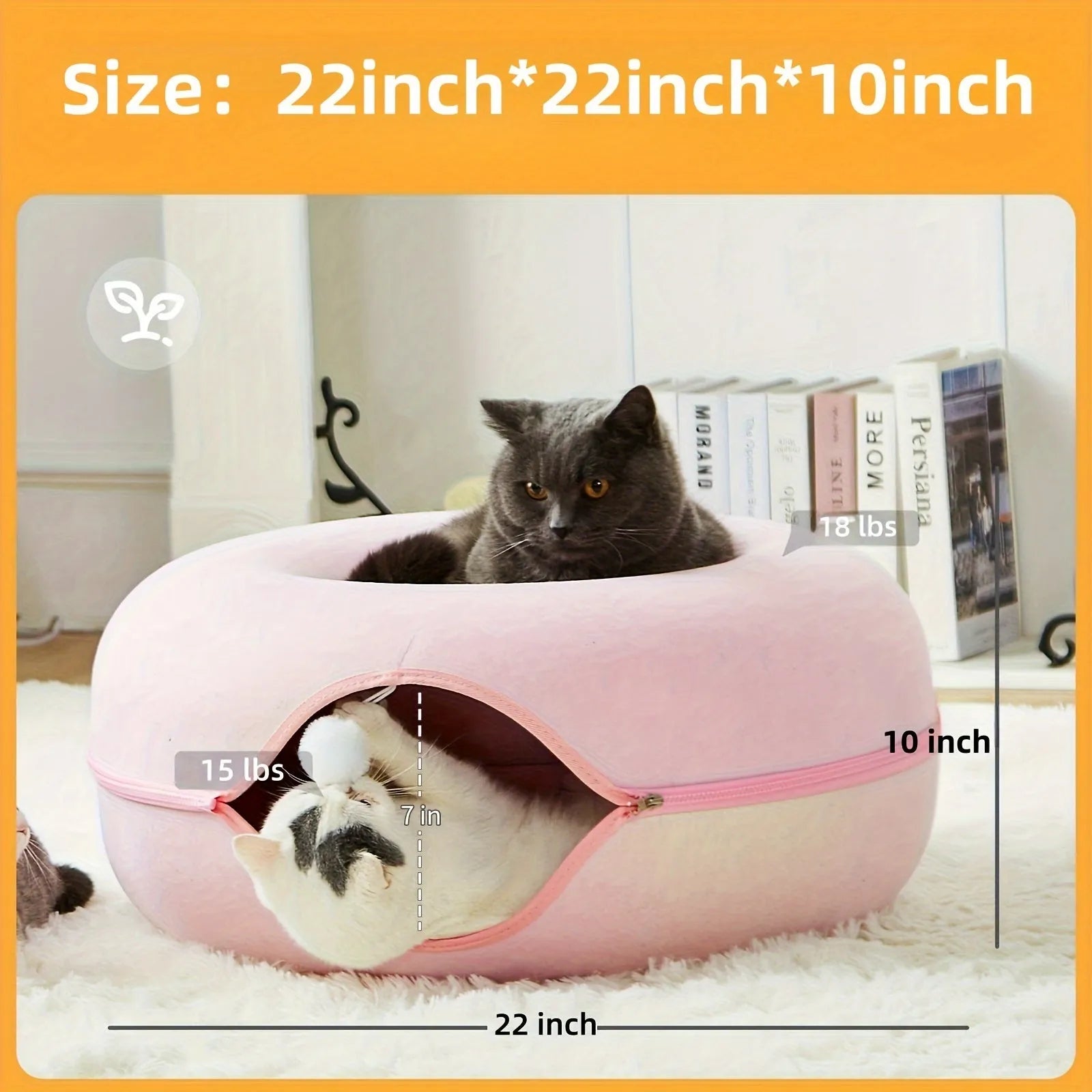 Plush Fabric Cat Bed with Soft Tunnel for Active Play