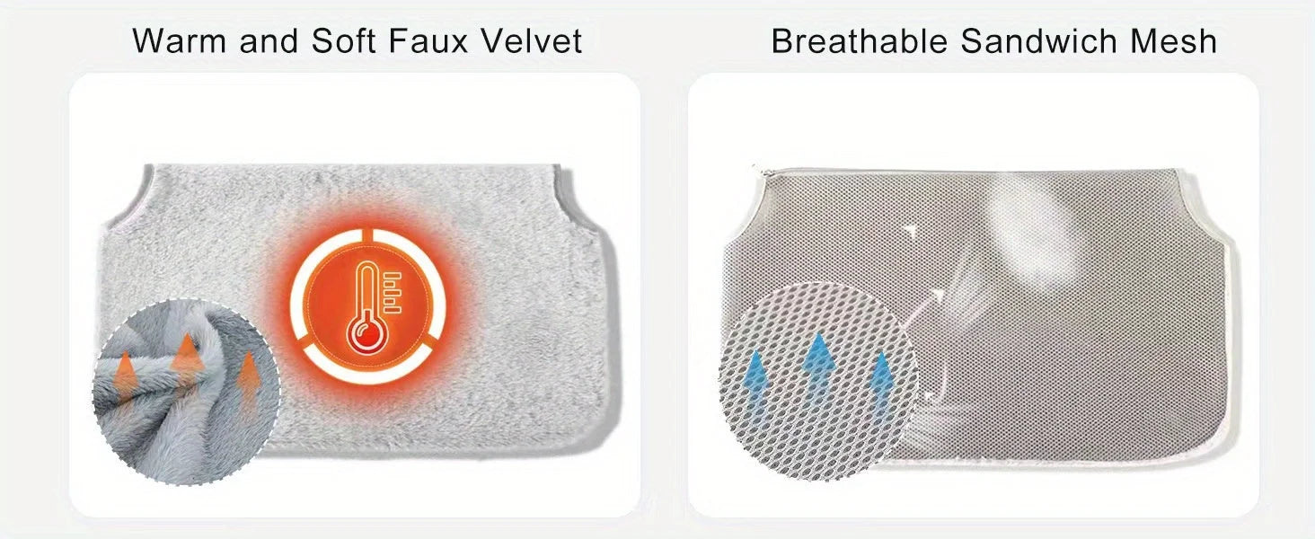 Warm faux velvet and breathable mesh materials for comfort and ventilation in a cat hammock for the window.