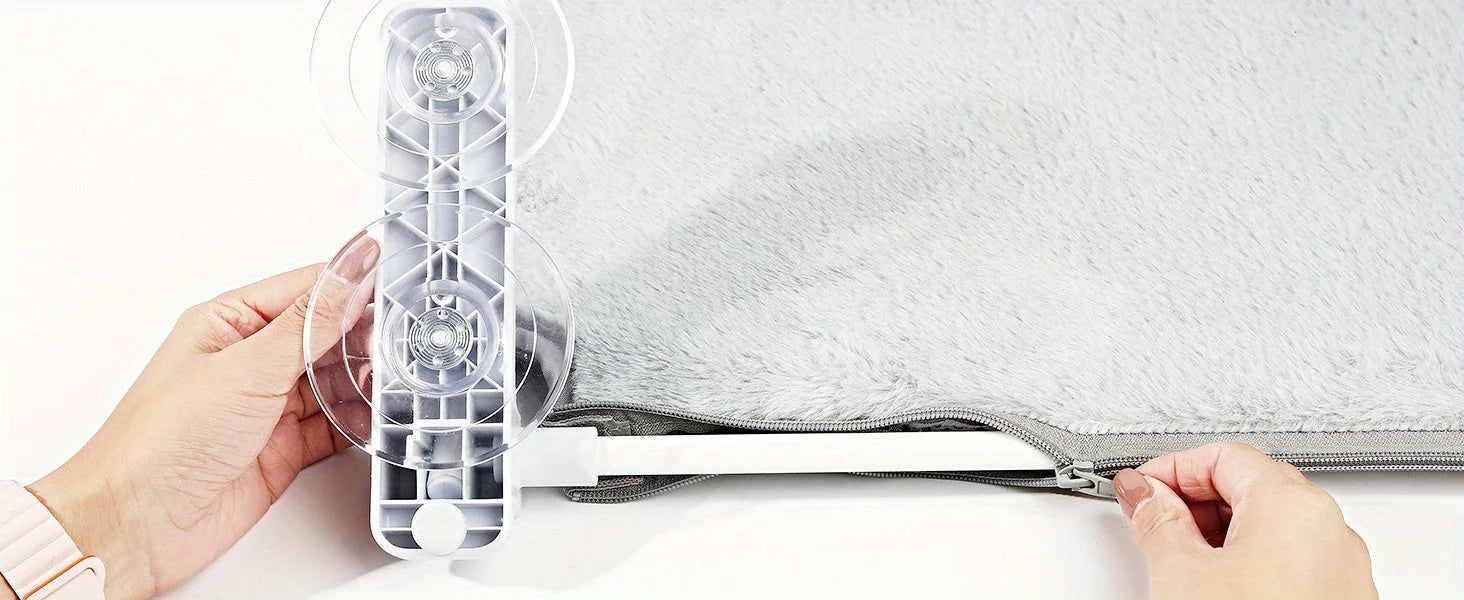 Step-by-step installation of a cat hammock for the window with a zip for easy assembly and secure attachment.