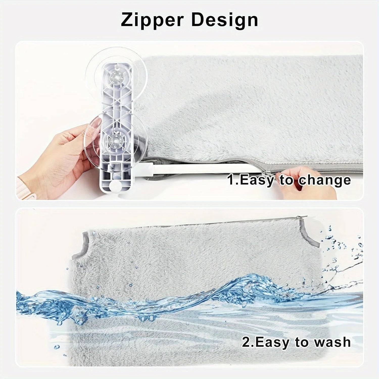 Zipper design on the cat hammock for easy cover changes and washing. Ideal for keeping your cat comfortable.