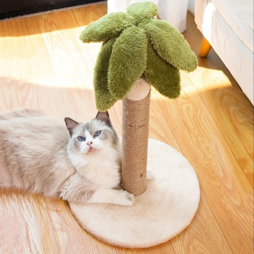 Cat scratching palm tree post, perfect for play and scratching. This cat scratching post amazon design offers fun and function.