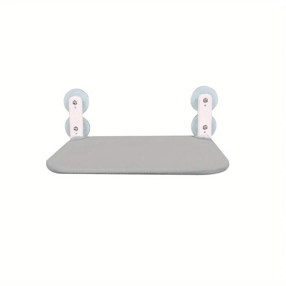 DIY Cat Window Perch with a grey cushion, ideal for cats to relax and enjoy the view with secure suction cup mounts.