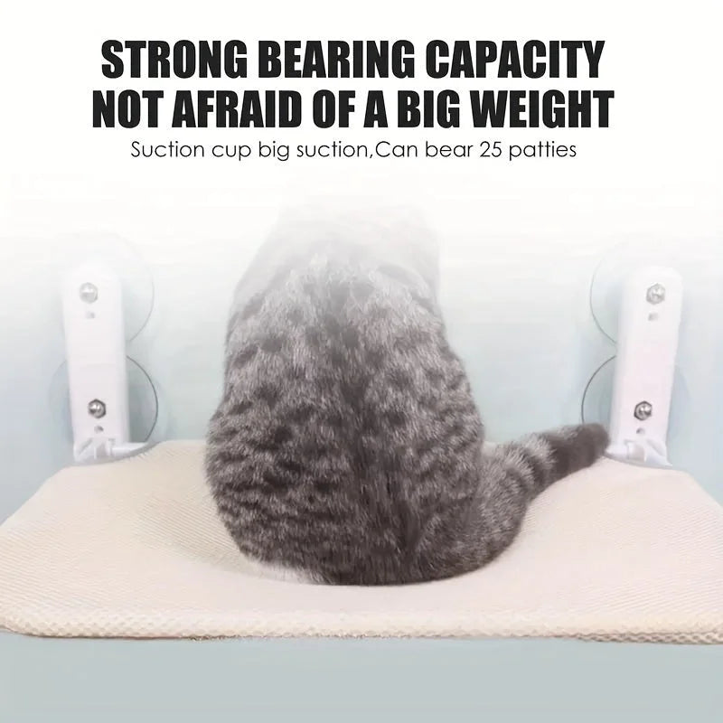 DIY Cat Window Perch designed with strong suction cups capable of bearing heavy weight, ensuring safety and stability for your pet.