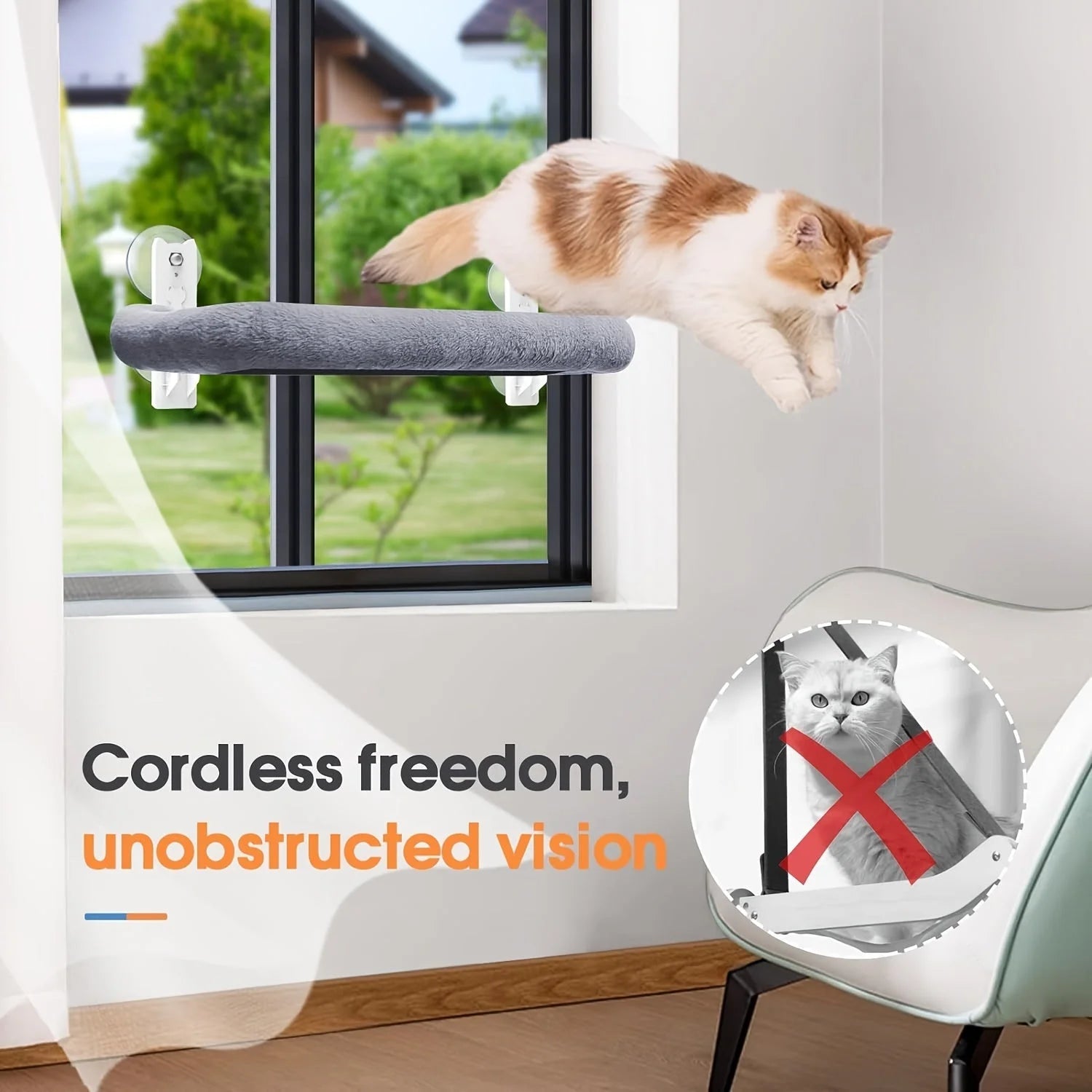 The Best Cat Window Perch offers cordless freedom, providing unobstructed views for your cat’s relaxation.