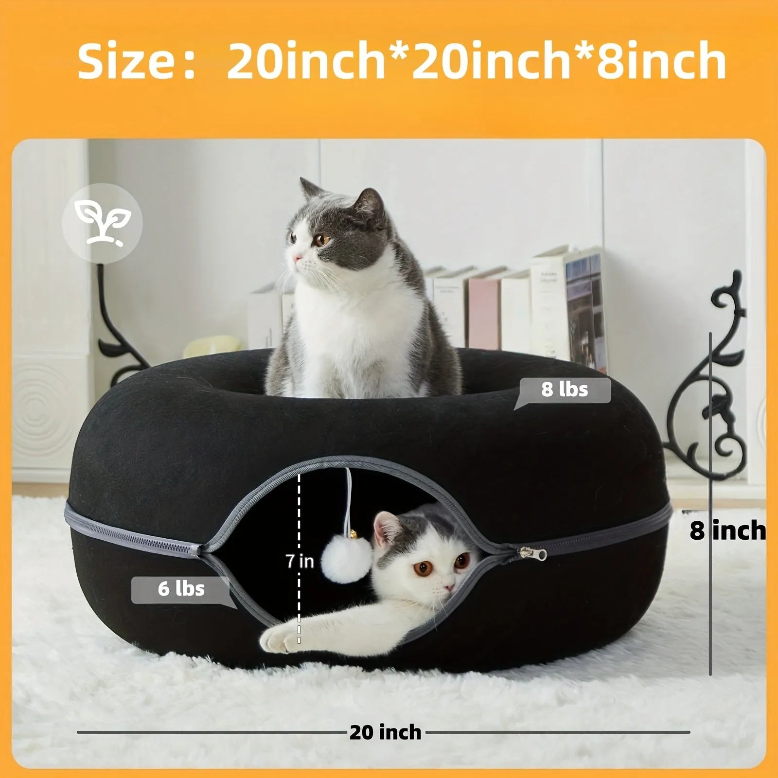 Plush Fabric Cat Bed with Soft Tunnel for Active Play