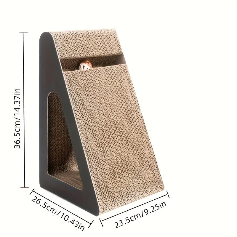 Dimensions of one of the best cat scratchers showing its compact size, ideal for any indoor space.