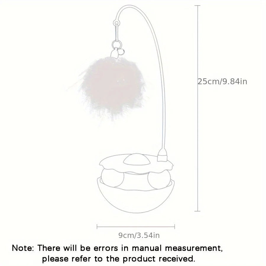 Product dimensions of a cat toy feather wand, showing the size in centimeters and details about its construction.