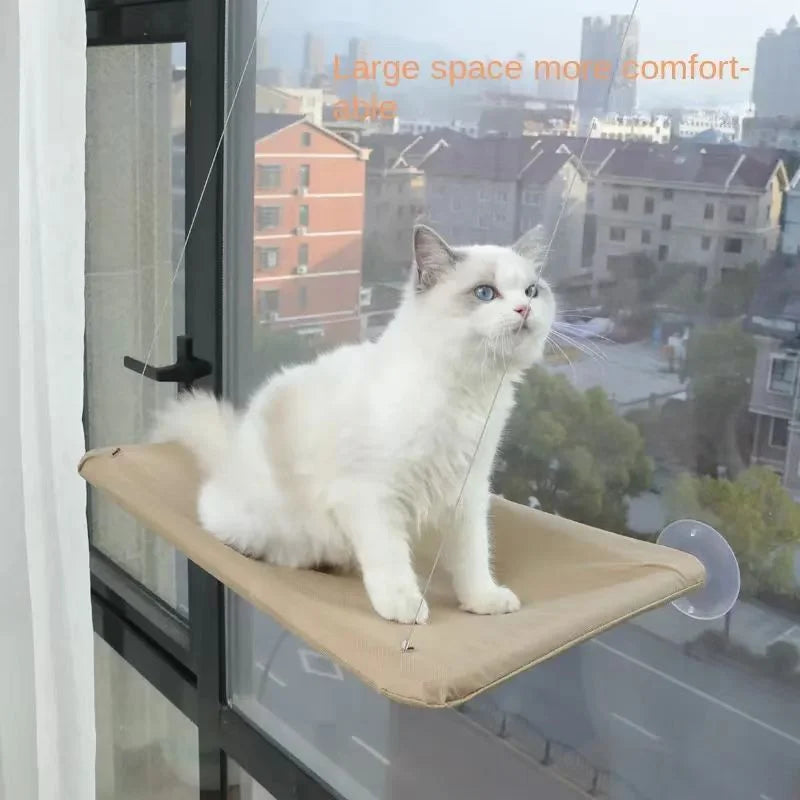Large cat enjoying the spacious comfort of a Cat Window Perch for Large Cats, designed to provide maximum space and relaxation.