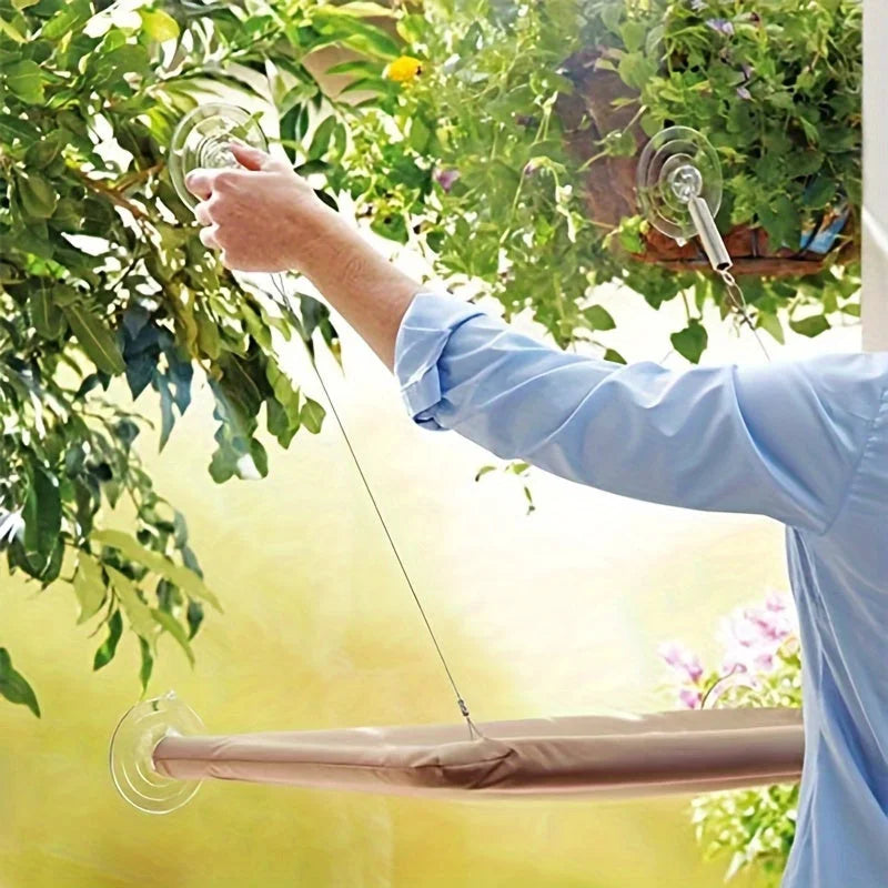 Easy installation of Cat Window Sill Perch with strong suction cups, perfect for secure mounting on windows without drilling.