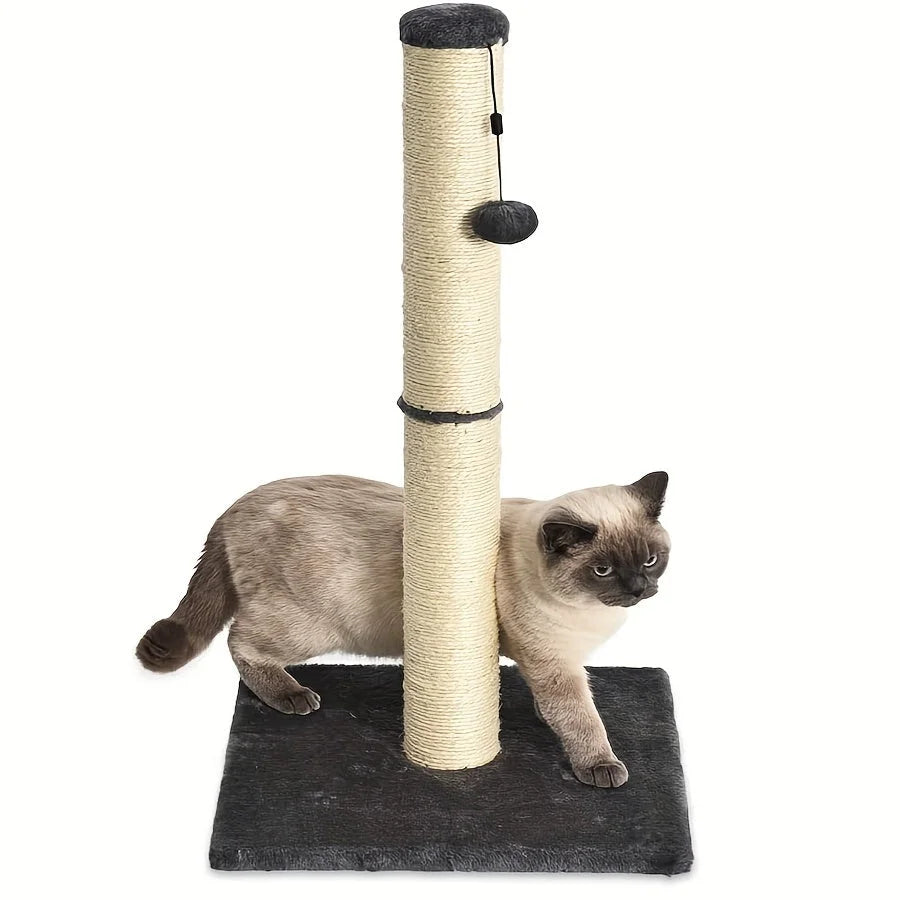 Siamese cat exploring a stylish charcoal-colored cat scratching post Walmart, featuring durable sisal rope