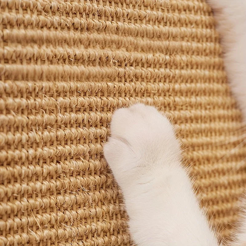 Close-up view showing durable sisal fabric texture on a cheap cat scratching post.