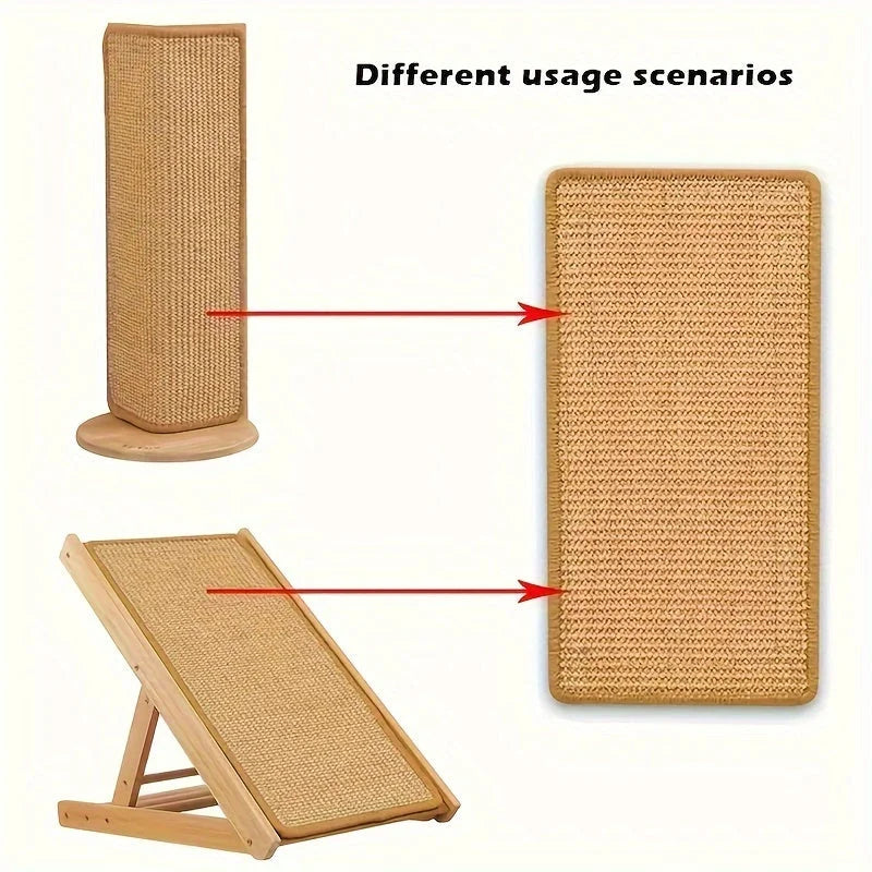 Diagram illustrating two practical ways to use the cheap cat scratching post—vertically and inclined.