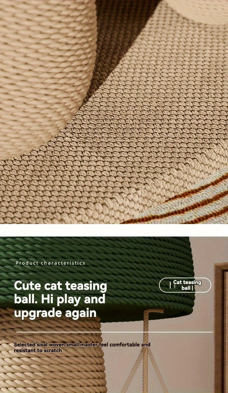 Close-up texture of durable sisal rope used in a good scratching post for cats, providing comfort and scratch resistance.