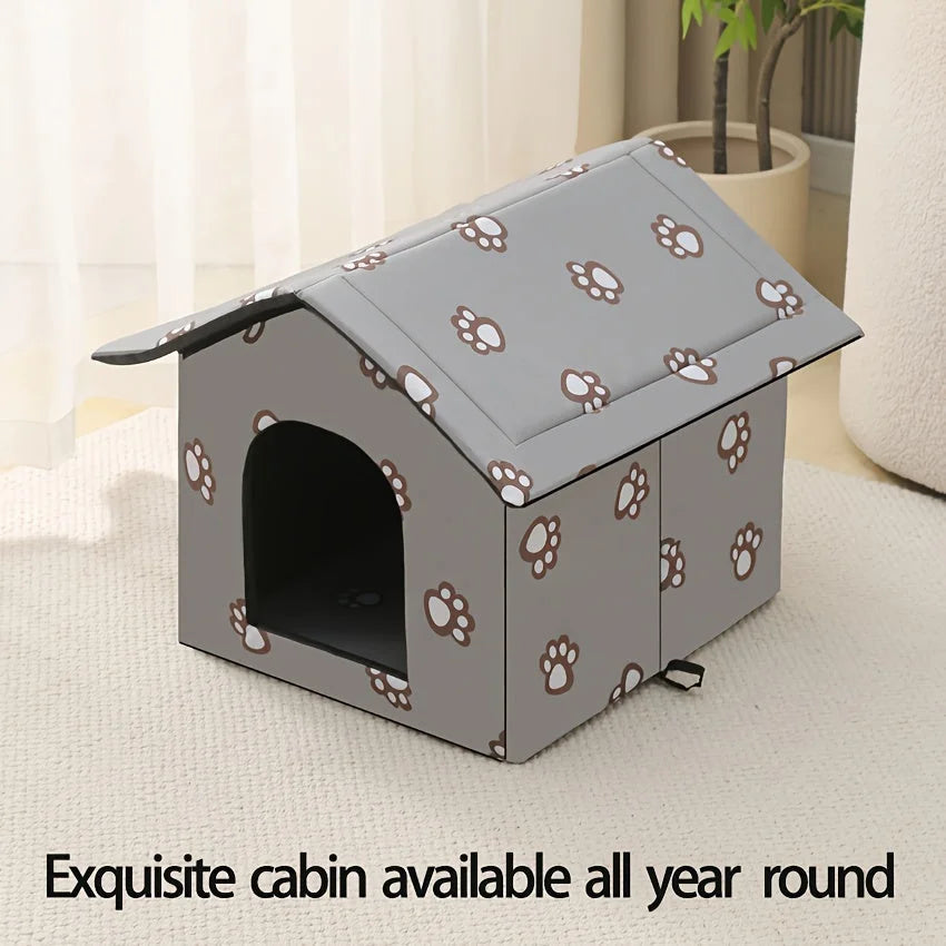 Exquisite outdoor cat house with weatherproof features, designed for year-round use