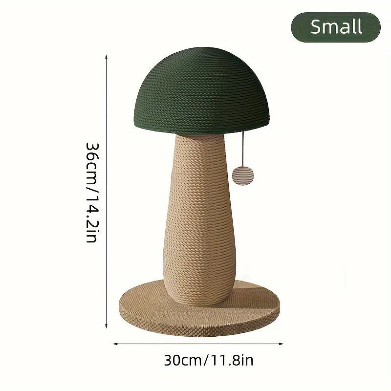 Size guide for a small-sized mushroom-style good scratching post for cats, perfect for compact spaces.