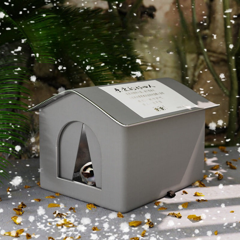 Durable outdoor cat house with weather-resistant design, perfect for sheltering cats in any season.