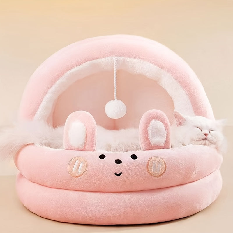 Soft and cozy heated cat bed with a cute design, providing warmth and comfort for your feline friend.