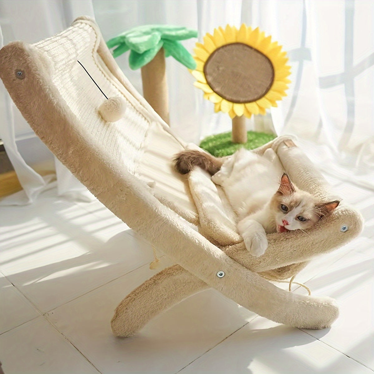 cat scratching post with bed