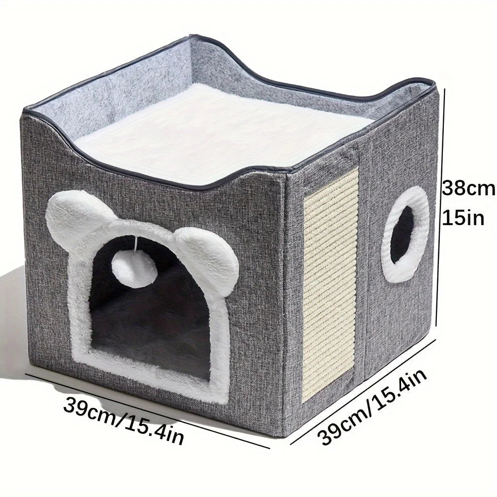 Dimensions of the best outdoor cat house showing 15.4 inches width and 15 inches height