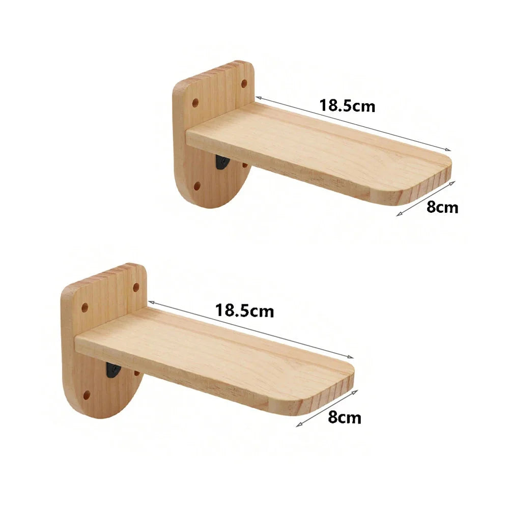 Compact wooden cat wall shelves, ideal for creating a vertical climbing space for cats.