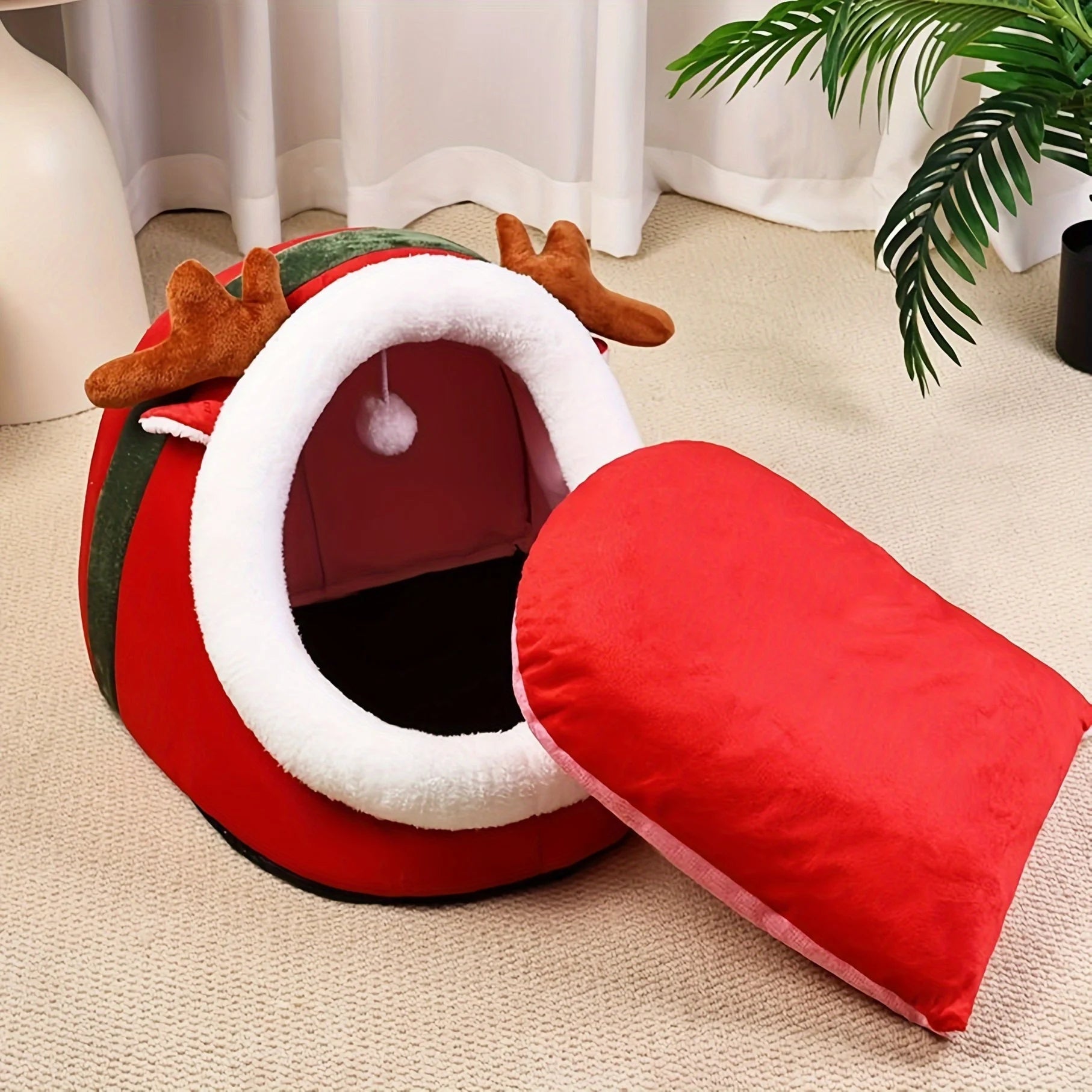 Cozy Christmas Cat Bed