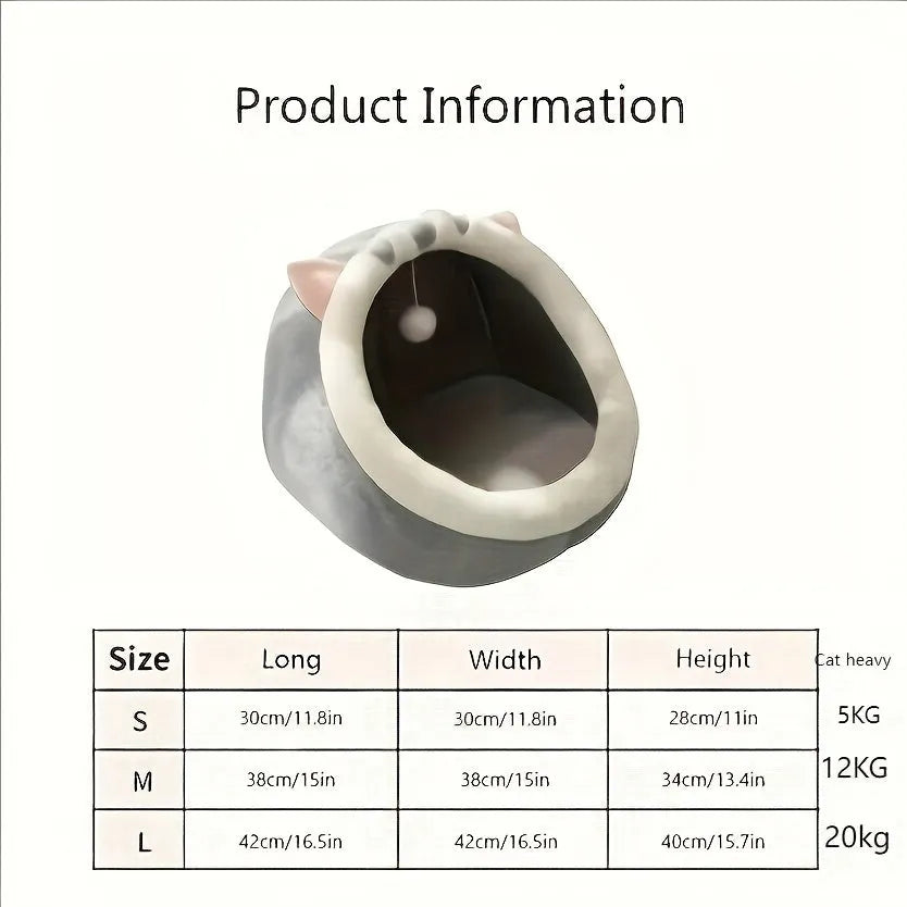 Product information for covered cat beds with dimensions and weight capacities.