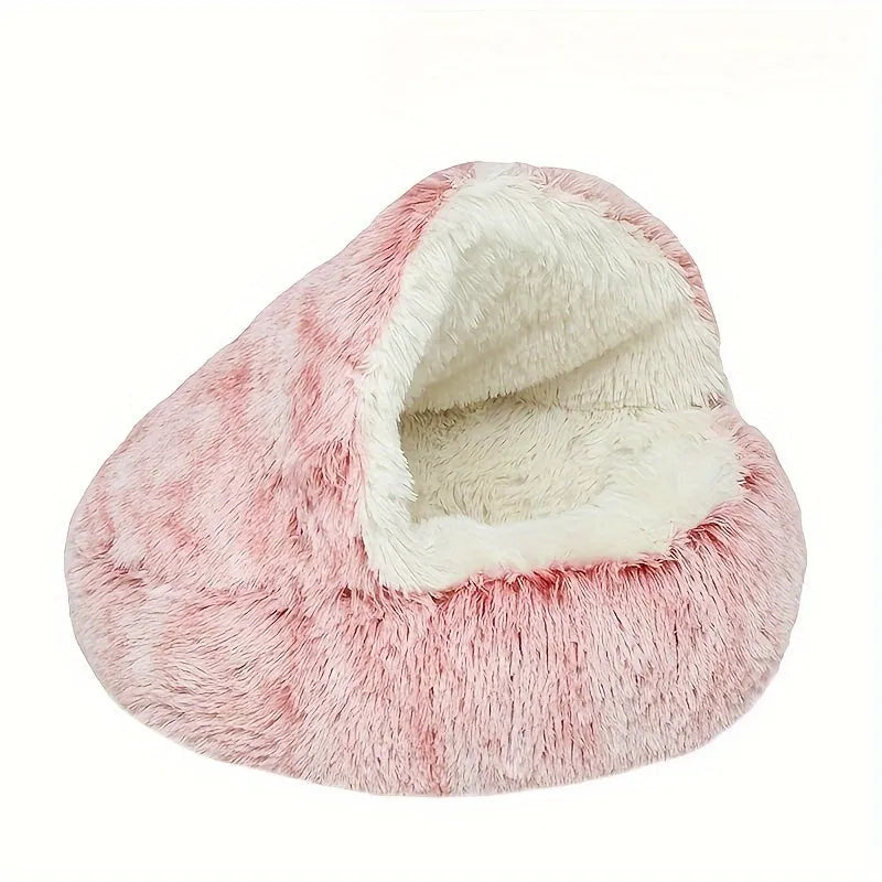 Plush pink Furb Cat Bed with a warm and inviting design, perfect for keeping your pet cozy.