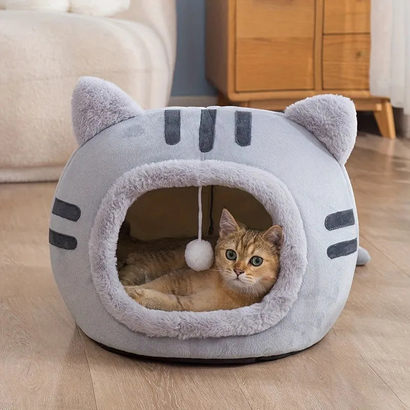 Gray-colored Good Cat Bed with a soft interior and adorable design.