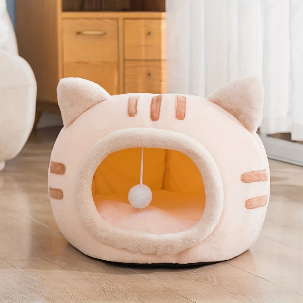 Empty peach-colored Good Cat Bed highlighting its spacious and comfortable design