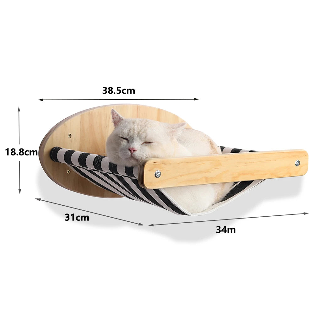 Comfortable cat hammock for wall climb and relaxation.