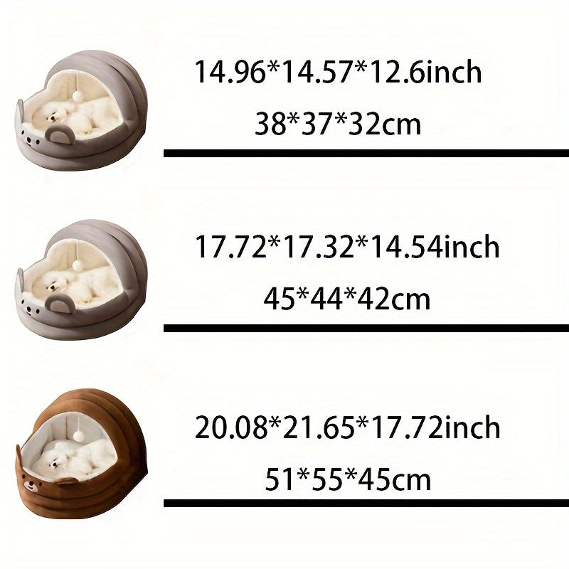 Size chart for the heated cat bed indoor, showing measurements in inches and centimeters to help select the perfect fit for your cat