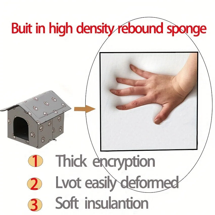 High-density rebound sponge material used in the outdoor cat house for weatherproof and comfortable insulation