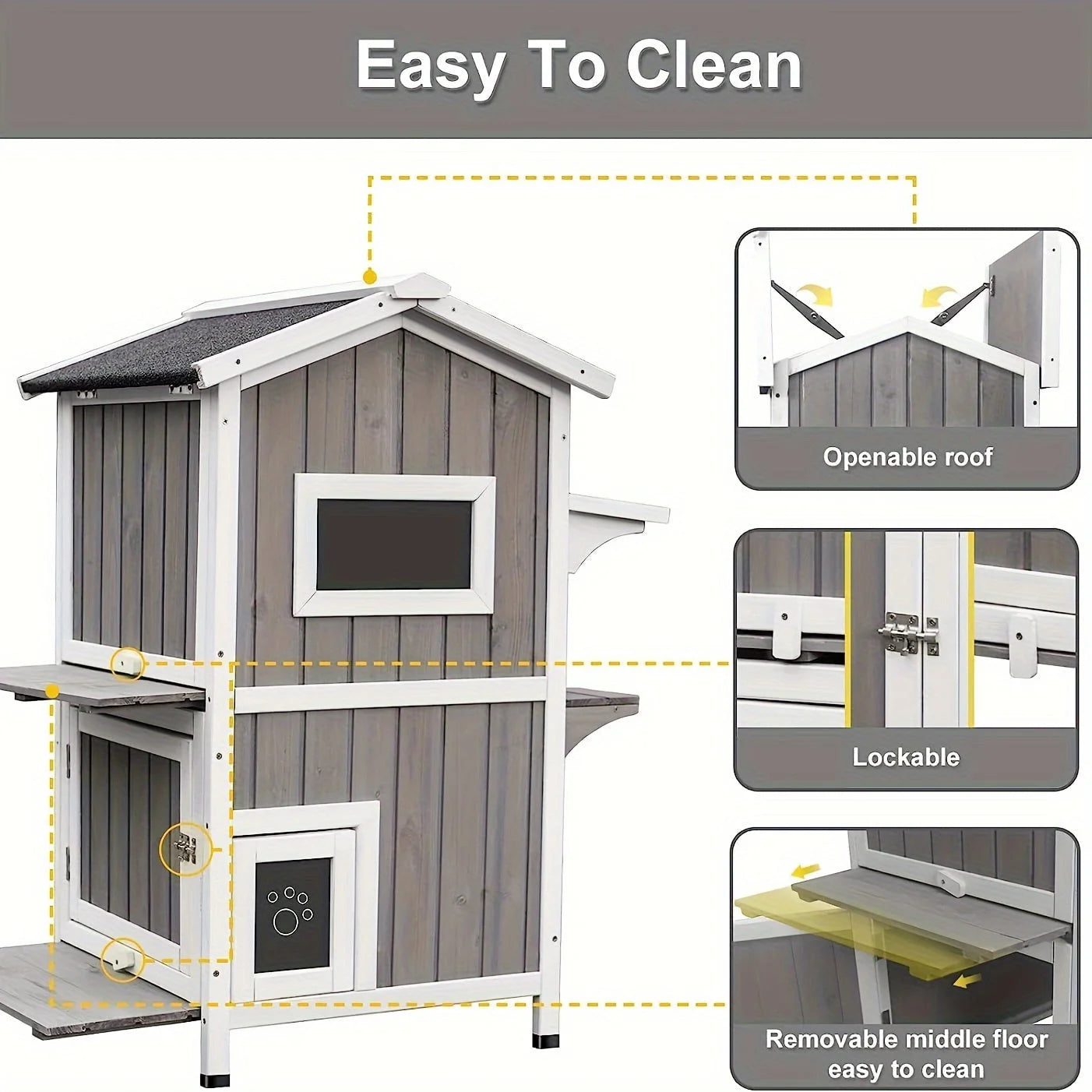 Size comparison of the outdoor feral cat house with larger dimensions for comfort compared to other cat houses