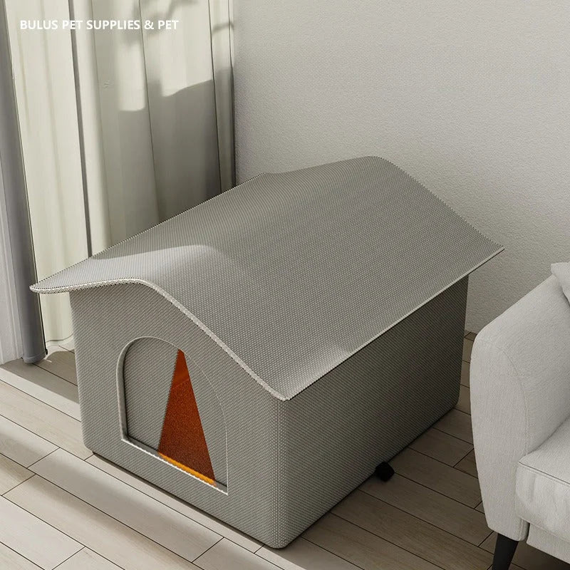 Luxury indoor cat house with a modern design, suitable for stylish home decor.