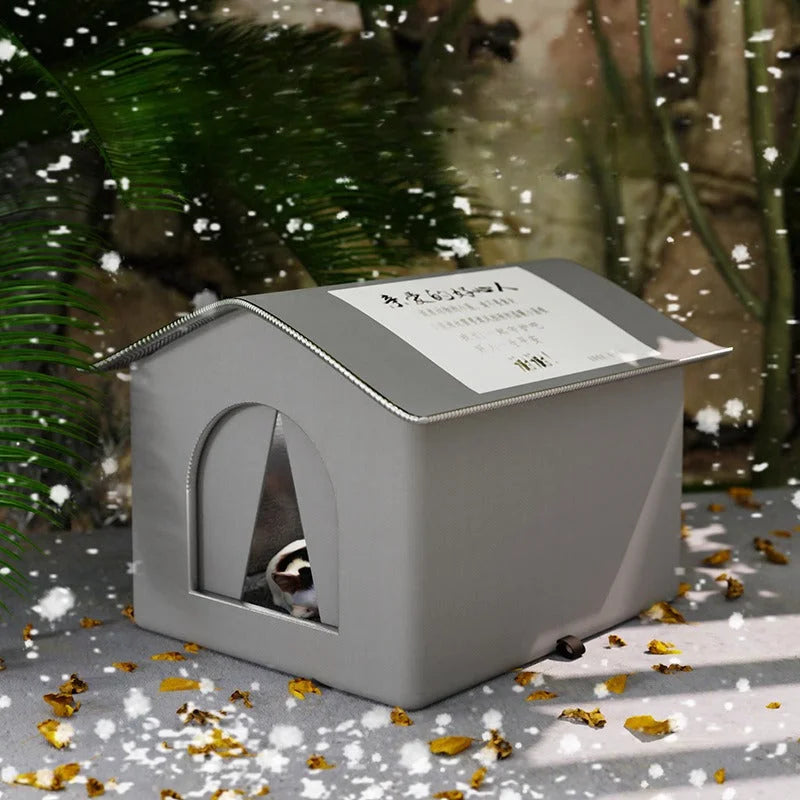 Modern and heated indoor cat house with an insulated design for ultimate comfort.