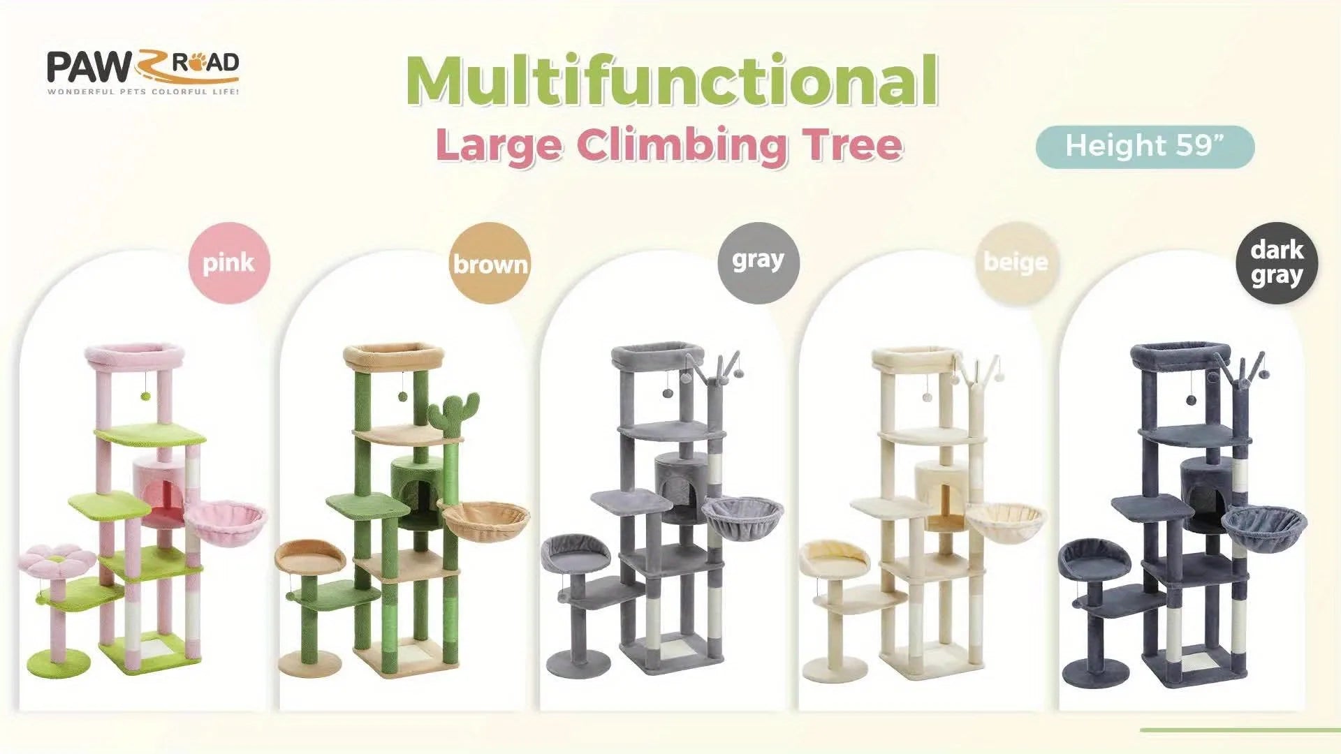 cat tree featuring fun pom-pom balls for playful entertainment, designed to keep cats engaged and active."