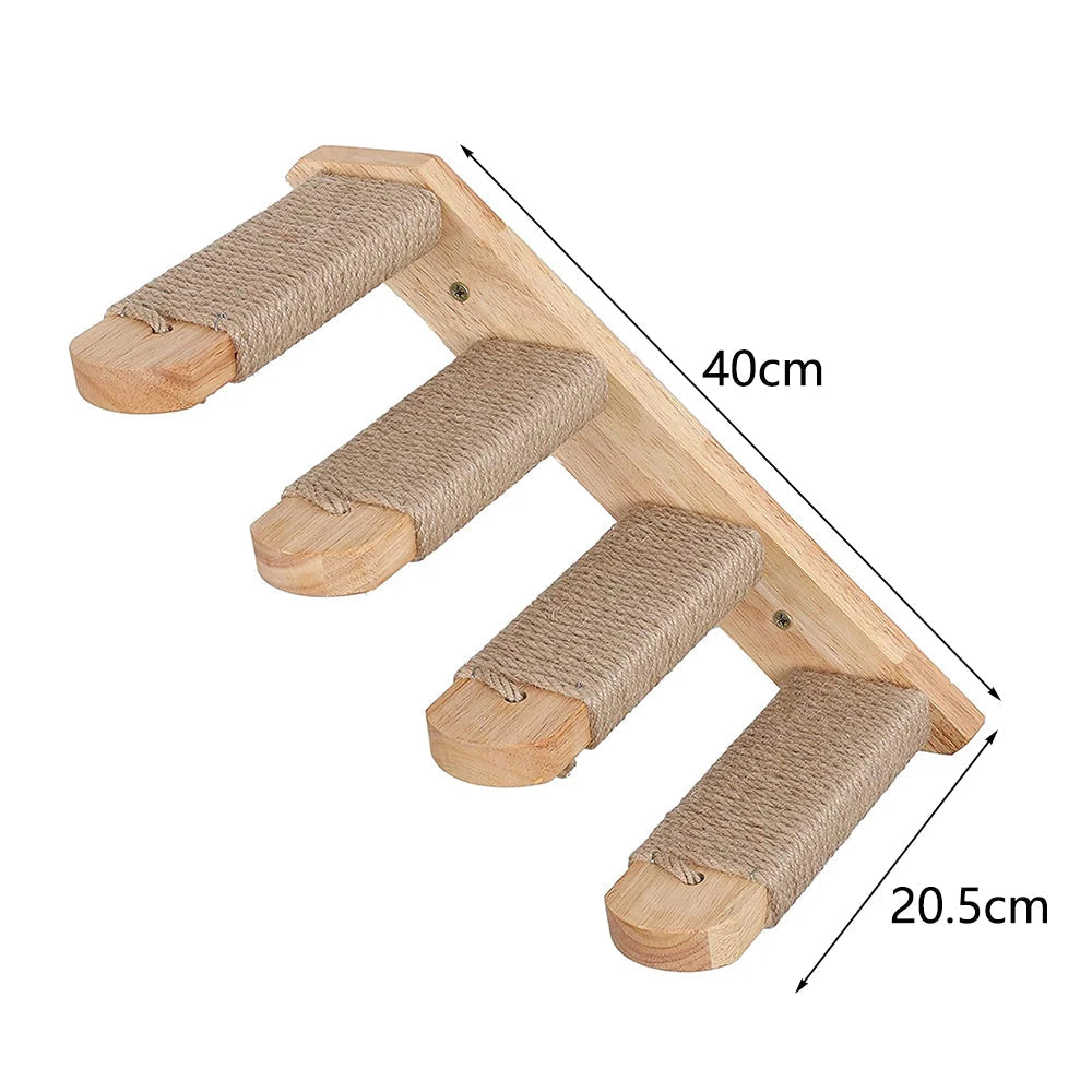 Mini wall-mounted wooden shelves for wall climb systems for cats.