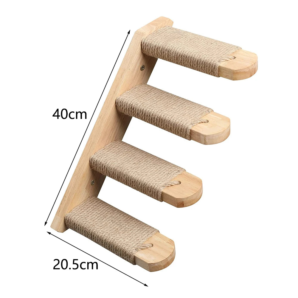 Wall-mounted sisal rope ladder for a durable cat wall climb system.